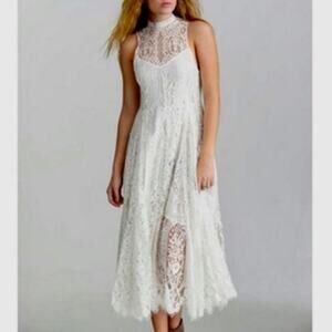 Free People Ivory Lace Midi Dress
